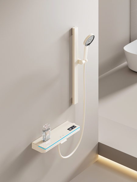 奶白按鍵雙功能極簡花灑